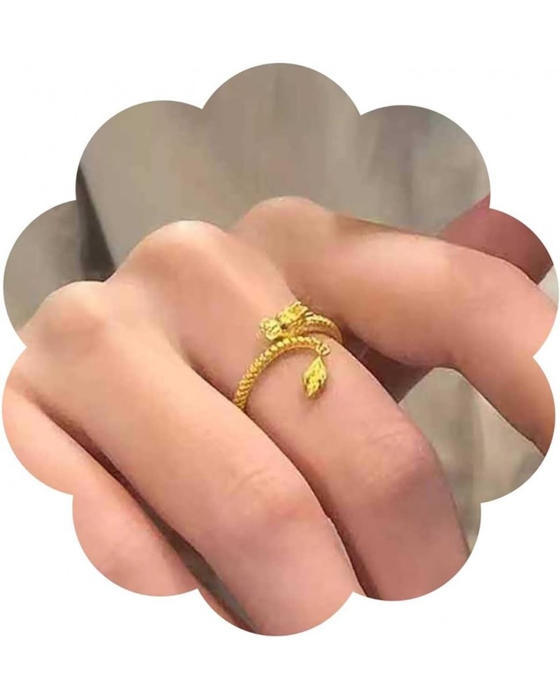 Punk Luck Dragon Ring Dragon Finger Ring Gold Chinese Dragon Ring Dragon's Tail Qiankun Lucky Ring Flying Dragon Knuckle Ring...