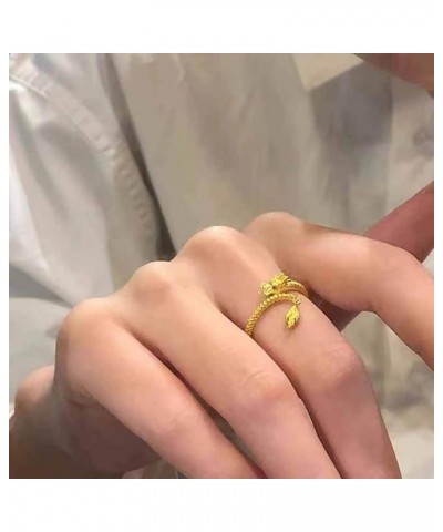 Punk Luck Dragon Ring Dragon Finger Ring Gold Chinese Dragon Ring Dragon's Tail Qiankun Lucky Ring Flying Dragon Knuckle Ring...