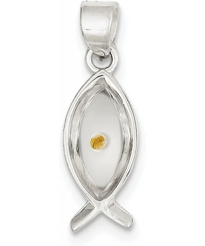 Sterling Silver Enameled with Mustard Seed Ithicus Fish Pendant Necklace Chain Included $16.91 Necklaces