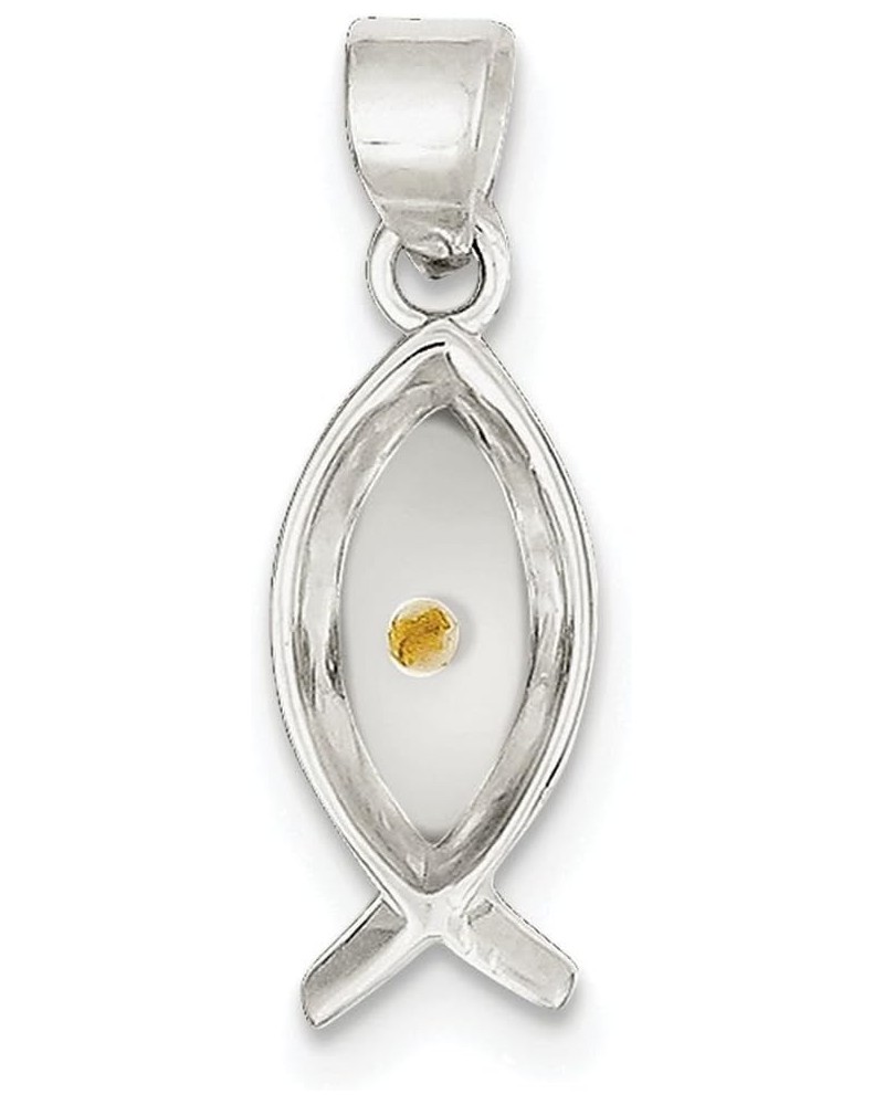 Sterling Silver Enameled with Mustard Seed Ithicus Fish Pendant Necklace Chain Included $16.91 Necklaces