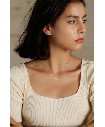 Cross Necklace for Women Cross Chain Sterling Silver Cross Cubic Zirconia Necklace Gold Cross Necklace Simple Dainty Necklace...