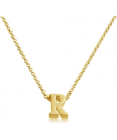 Initial Letter R Personalized Serif Font Pendant Necklace Thin 1mm Chain gold-plated-silver 24.0 Inches $31.69 Necklaces