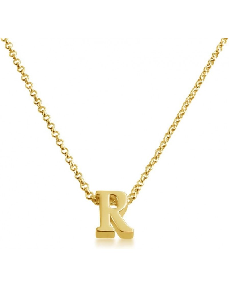 Initial Letter R Personalized Serif Font Pendant Necklace Thin 1mm Chain gold-plated-silver 24.0 Inches $31.69 Necklaces