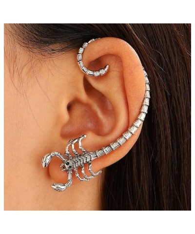 Punk Scorpion Earrings Hippie Animal Scorpion Ear Cuff Earbone Accessories Grunge Earrings for Women Girls silver $7.50 Earrings