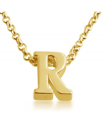 Initial Letter R Personalized Serif Font Pendant Necklace Thin 1mm Chain gold-plated-silver 24.0 Inches $31.69 Necklaces