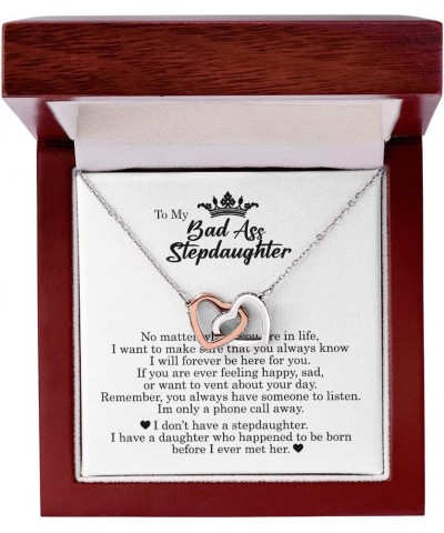 To My Badass Stepdaughter, Interlocking Hearts Necklace, Stepdaughter Gift Necklace Present, Stepdaughter Birthday Christmas ...