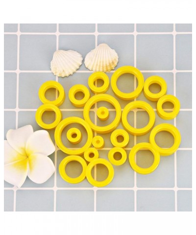 13Pairs 8g-1" Silicone Tunnels Plugs Kit Ear Skins Gauges Soft Ear Expander Tunnels Stretching Set for Women Men Yellow $10.8...