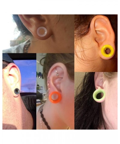 13Pairs 8g-1" Silicone Tunnels Plugs Kit Ear Skins Gauges Soft Ear Expander Tunnels Stretching Set for Women Men Yellow $10.8...