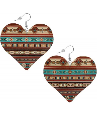 Earrings for Women Women's Drop Dangle Earrings Leather Earrings Heart Shape 2 Pair Southwestern Aztec $9.59 Earrings