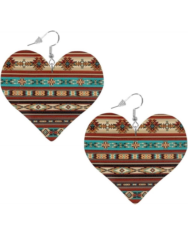 Earrings for Women Women's Drop Dangle Earrings Leather Earrings Heart Shape 2 Pair Southwestern Aztec $9.59 Earrings