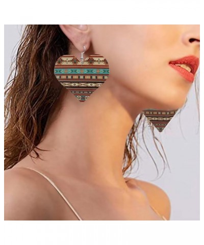 Earrings for Women Women's Drop Dangle Earrings Leather Earrings Heart Shape 2 Pair Southwestern Aztec $9.59 Earrings