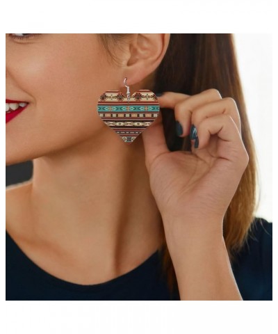 Earrings for Women Women's Drop Dangle Earrings Leather Earrings Heart Shape 2 Pair Southwestern Aztec $9.59 Earrings