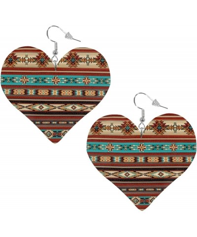 Earrings for Women Women's Drop Dangle Earrings Leather Earrings Heart Shape 2 Pair Southwestern Aztec $9.59 Earrings