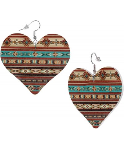 Earrings for Women Women's Drop Dangle Earrings Leather Earrings Heart Shape 2 Pair Southwestern Aztec $9.59 Earrings