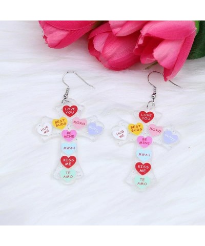 Pink Heart Earrings for Women Y2K Pink Heart Star Letter Earrings Summer Beach Acrylic Heart Earrings Dangle Earrings Christm...