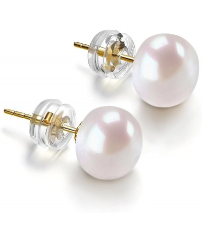 14K Gold AAA+ Handpicked White Freshwater Cultured Pearl Earrings Studs 8.5-9mm $17.14 Earrings