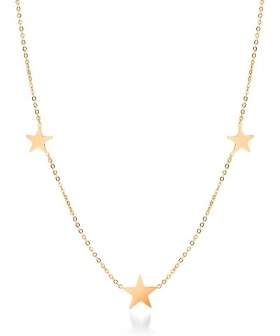 Stainless Steel Dainty Tri Star Necklace Pendant for Women & Girls Rose Gold $11.39 Necklaces