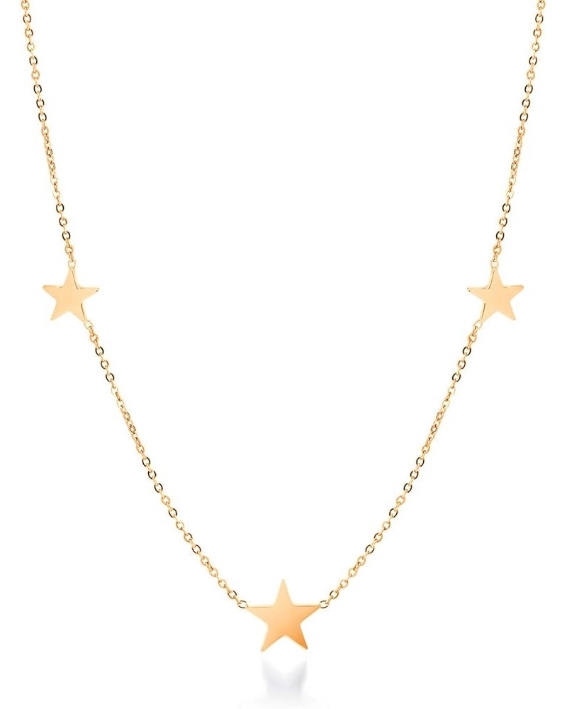 Stainless Steel Dainty Tri Star Necklace Pendant for Women & Girls Rose Gold $11.39 Necklaces