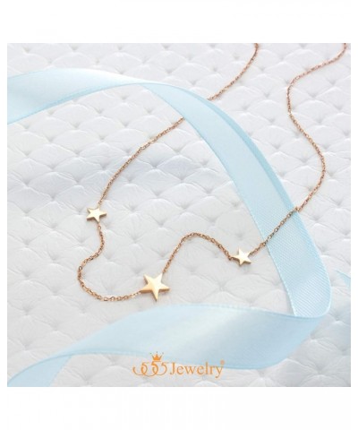 Stainless Steel Dainty Tri Star Necklace Pendant for Women & Girls Rose Gold $11.39 Necklaces