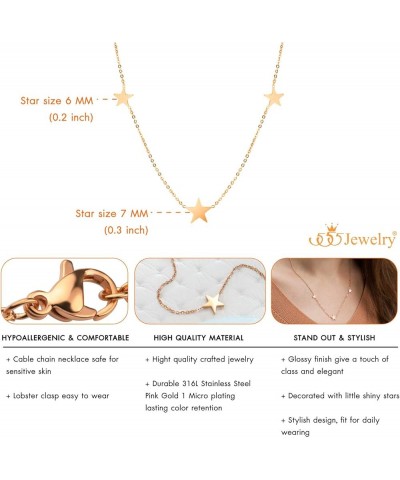 Stainless Steel Dainty Tri Star Necklace Pendant for Women & Girls Rose Gold $11.39 Necklaces