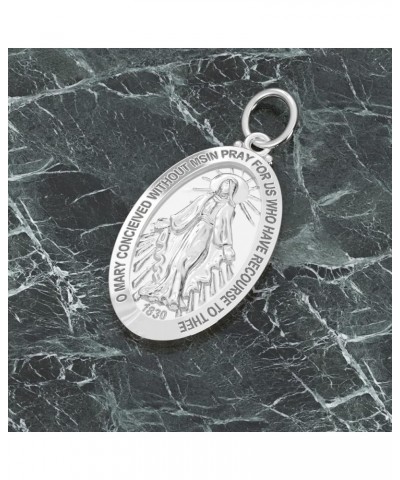 Ladies 26mm Polished 925 Sterling Silver Large Virgin Mary Pendant Necklace, 18in to 24in 24in 2.3mm Curb Chain $31.04 Necklaces