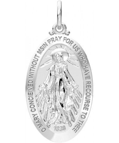 Ladies 26mm Polished 925 Sterling Silver Large Virgin Mary Pendant Necklace, 18in to 24in 24in 2.3mm Curb Chain $31.04 Necklaces