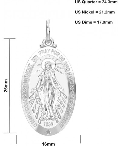 Ladies 26mm Polished 925 Sterling Silver Large Virgin Mary Pendant Necklace, 18in to 24in 24in 2.3mm Curb Chain $31.04 Necklaces