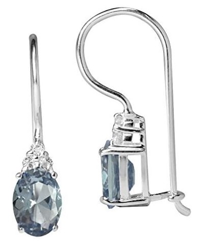 Birthstone Gemstones 925 Sterling Silver Hook Earrings Created Color Change Alexandrite&CZ white gold plated $13.71 Earrings