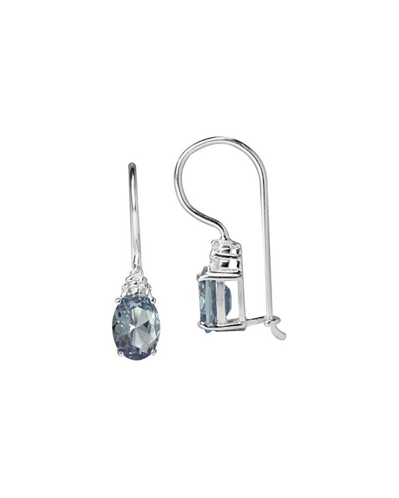 Birthstone Gemstones 925 Sterling Silver Hook Earrings Created Color Change Alexandrite&CZ white gold plated $13.71 Earrings