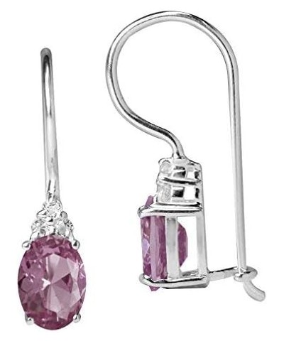 Birthstone Gemstones 925 Sterling Silver Hook Earrings Created Color Change Alexandrite&CZ white gold plated $13.71 Earrings