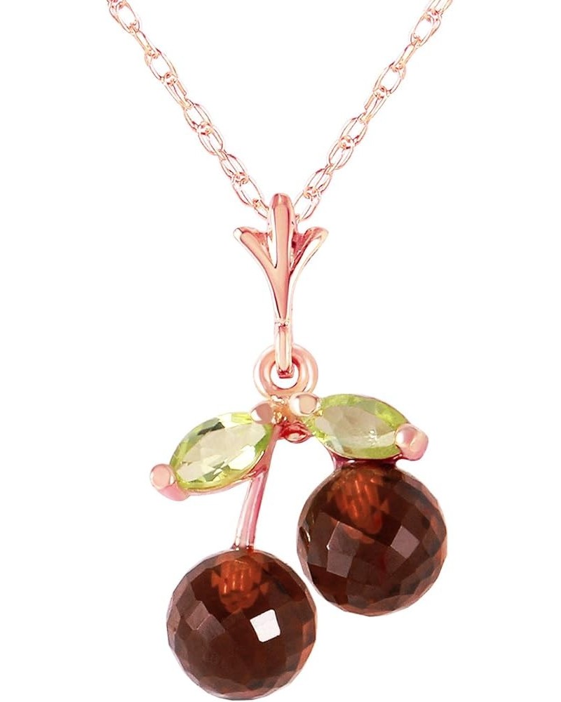 1.45 Carat 14k Solid Rose Gold Cherry Pie Garnet Peridot Pendant Necklace 24.0 Inches $111.80 Necklaces