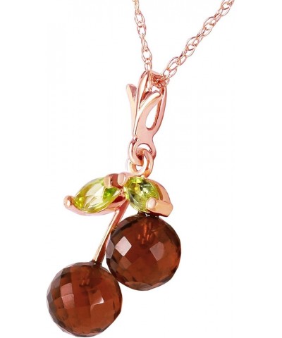 1.45 Carat 14k Solid Rose Gold Cherry Pie Garnet Peridot Pendant Necklace 24.0 Inches $111.80 Necklaces