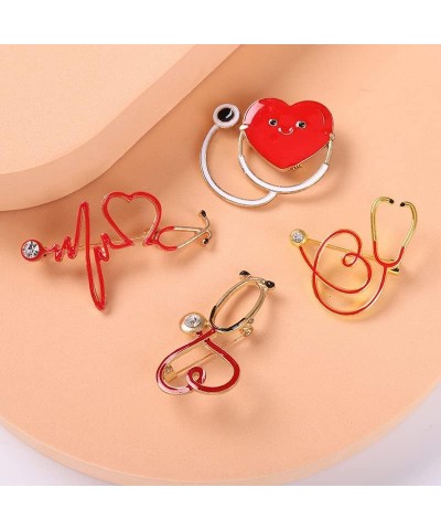 Red Enamel Heart Beating Line Stethoscope Doctor Medical Brooch and Pin Red Heart 2 $9.43 Brooches & Pins