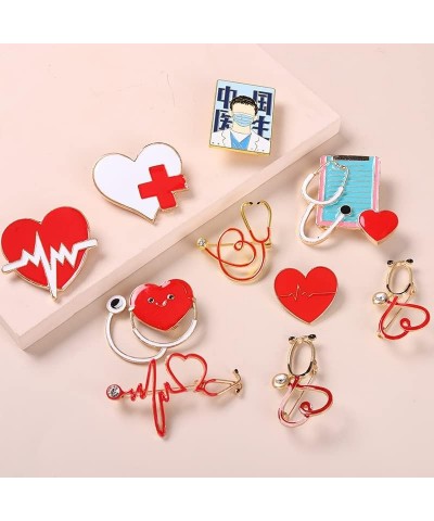 Red Enamel Heart Beating Line Stethoscope Doctor Medical Brooch and Pin Red Heart 2 $9.43 Brooches & Pins