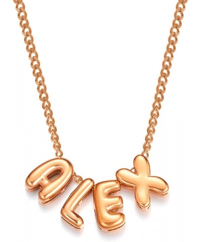 Bubble Letter Necklaces Custom 3D Bubble Letters Balloon Initial Necklaces for Women Girls Dainty Alphabet Pendant 14K Gold N...