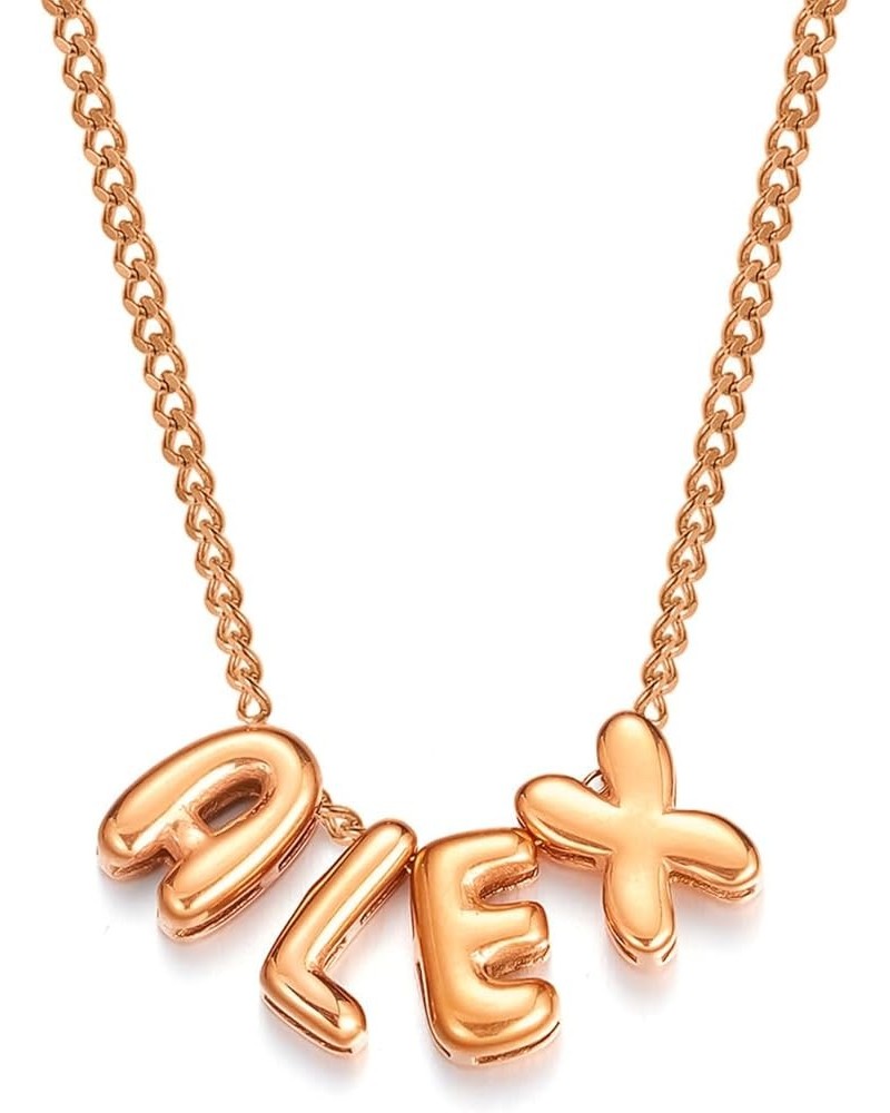 Bubble Letter Necklaces Custom 3D Bubble Letters Balloon Initial Necklaces for Women Girls Dainty Alphabet Pendant 14K Gold N...