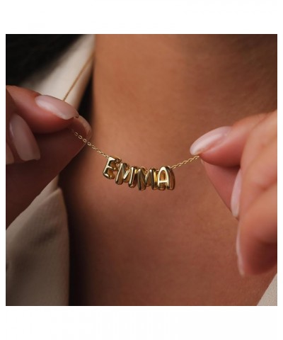 Bubble Letter Necklaces Custom 3D Bubble Letters Balloon Initial Necklaces for Women Girls Dainty Alphabet Pendant 14K Gold N...