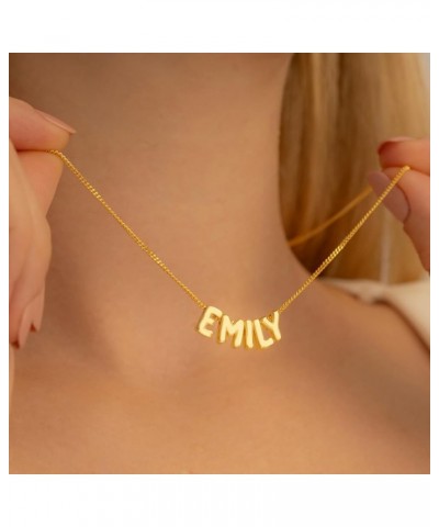 Bubble Letter Necklaces Custom 3D Bubble Letters Balloon Initial Necklaces for Women Girls Dainty Alphabet Pendant 14K Gold N...