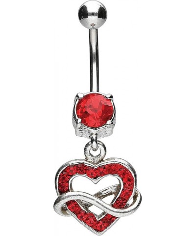 316L Surgical steel belly button ring dangle with brass design HEART + INFINITY Navel Ring Belly Piercing 14G Red $10.97 Body...