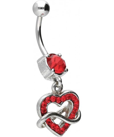 316L Surgical steel belly button ring dangle with brass design HEART + INFINITY Navel Ring Belly Piercing 14G Red $10.97 Body...