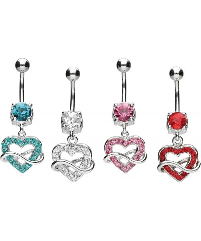 316L Surgical steel belly button ring dangle with brass design HEART + INFINITY Navel Ring Belly Piercing 14G Red $10.97 Body...