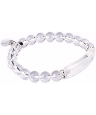 Gem Semi Precious Gemstone Love Heart Charm Stretch Beaded Bracelet Unisex Clear Quartz $13.33 Bracelets