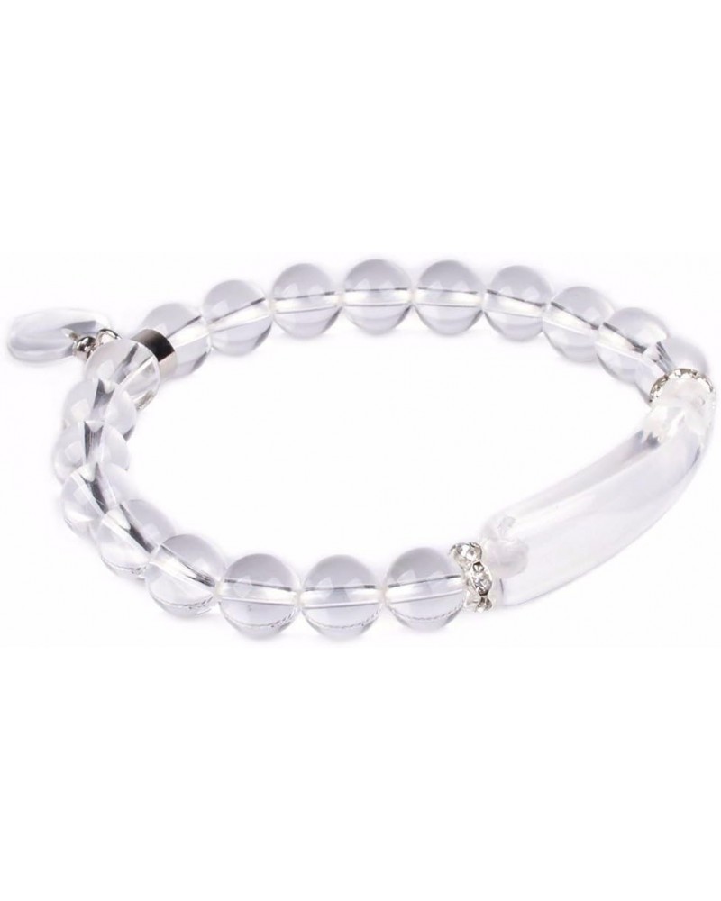 Gem Semi Precious Gemstone Love Heart Charm Stretch Beaded Bracelet Unisex Clear Quartz $13.33 Bracelets