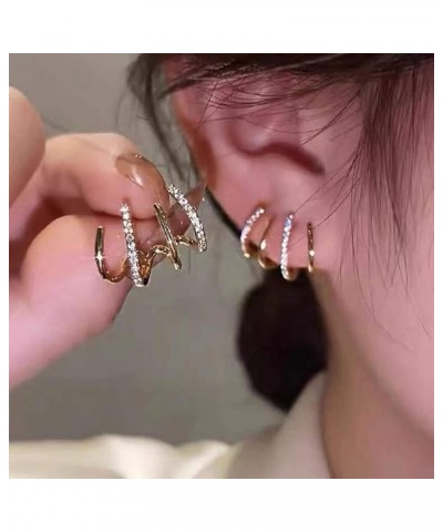 Personalized Diamond Four Claw Row Buckle Earrings Female Korean Version of The Cold Wind Claw-Shaped Micro-Set Nail rake Tem...