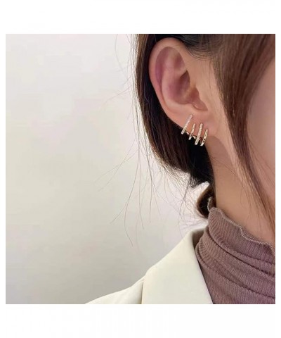 Personalized Diamond Four Claw Row Buckle Earrings Female Korean Version of The Cold Wind Claw-Shaped Micro-Set Nail rake Tem...