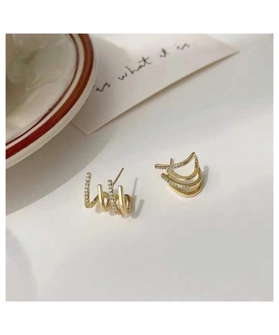 Personalized Diamond Four Claw Row Buckle Earrings Female Korean Version of The Cold Wind Claw-Shaped Micro-Set Nail rake Tem...