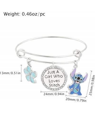 2PCS Stitch Charm Bracelets Gift - Ohana Stitch Bracelet with Snake Chain, Anime Jewelry Gift for Women and Cute Allien Lover...