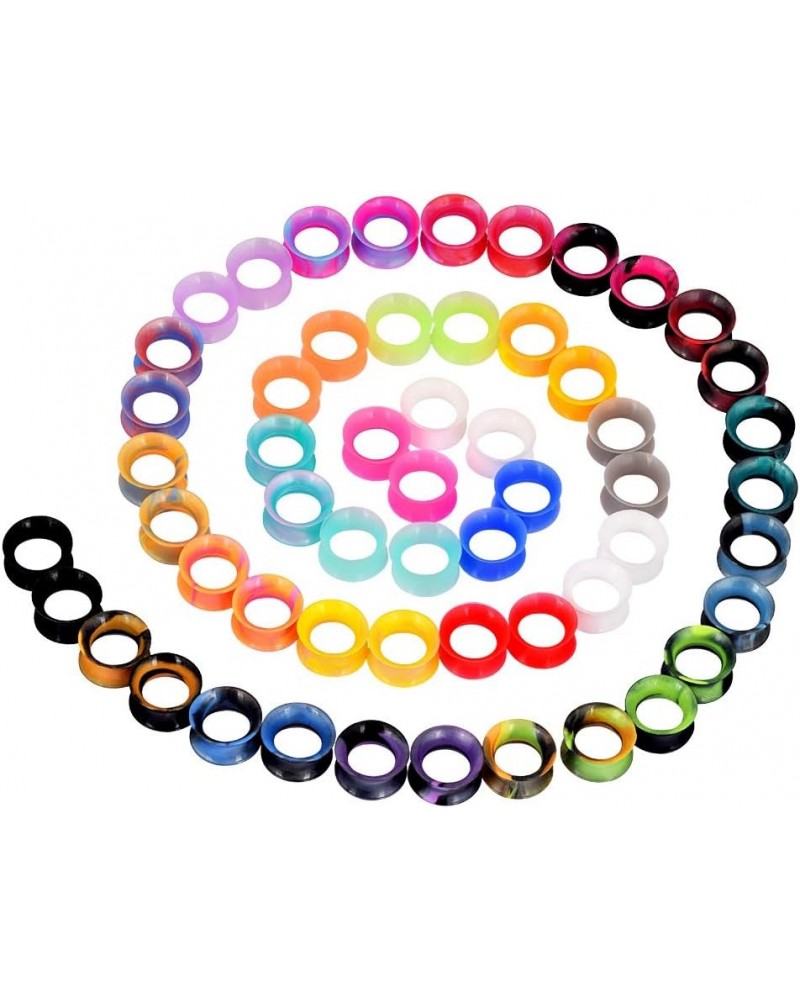 24pcs-100pcs Colorful Silicone Ear Gauges Double Flared Ear Tunnels Set Stretchers Expander Ear Piercing Jewelry 56pcs, gauge...