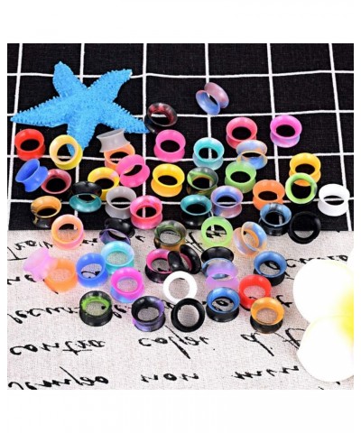 24pcs-100pcs Colorful Silicone Ear Gauges Double Flared Ear Tunnels Set Stretchers Expander Ear Piercing Jewelry 56pcs, gauge...