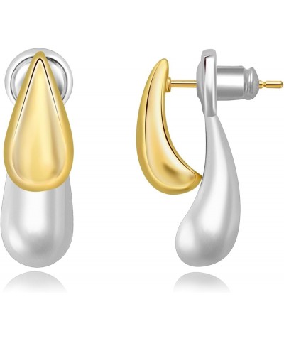 Two-Tone Dangle Earrings Tear drop Earrings Gold And Silver Front Back 2 in 0 Stud Earrings Two-Tone Teardrop $9.46 Earrings